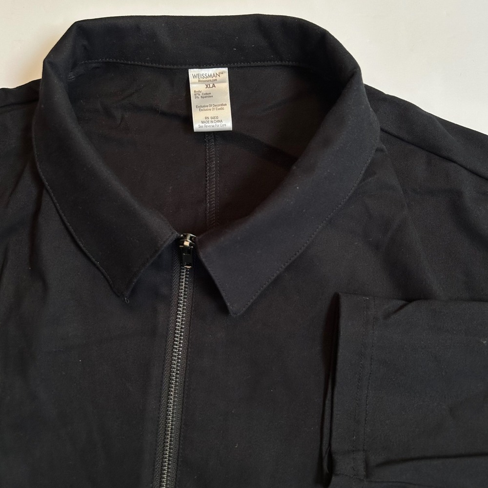 Weissman Womens XL Black Cotton Spandex Crop Zip Up Dance Jacket